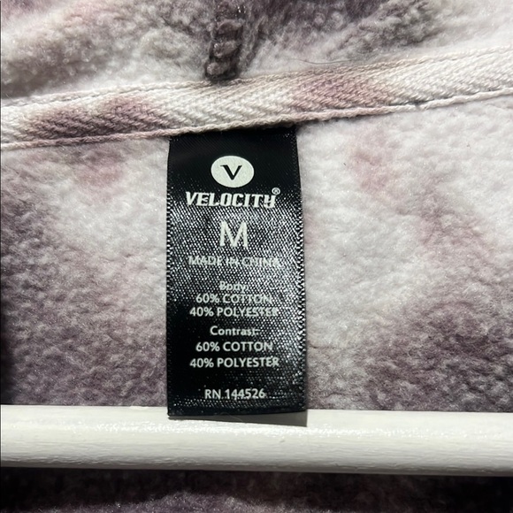 Velocity Cropped purple & white hoodie tie-dye sweatshirt sweater Size Medium - Picture 2 of 5